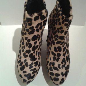 OFFICE London- Black Diva Fever Leopard Pony Wedge Boots (Brand-New!)